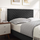 Modway Furniture Leah Chevron Tufted Performance Velvet Queen Platform Bed 0423 Charcoal MOD-6969-CHA