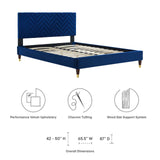 Modway Furniture Leah Chevron Tufted Performance Velvet Queen Platform Bed 0423 Navy MOD-6969-NAV