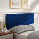 Modway Furniture Leah Chevron Tufted Performance Velvet Queen Platform Bed 0423 Navy MOD-6969-NAV