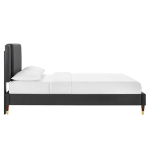 Modway Furniture Zahra Channel Tufted Performance Velvet Queen Platform Bed 0423 Charcoal MOD-6970-CHA