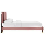 Modway Furniture Zahra Channel Tufted Performance Velvet Queen Platform Bed 0423 Dusty Rose MOD-6970-DUS