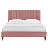 Modway Furniture Zahra Channel Tufted Performance Velvet Queen Platform Bed 0423 Dusty Rose MOD-6970-DUS