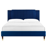 Modway Furniture Zahra Channel Tufted Performance Velvet Queen Platform Bed 0423 Navy MOD-6970-NAV