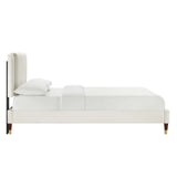 Modway Furniture Zahra Channel Tufted Performance Velvet Queen Platform Bed 0423 White MOD-6970-WHI