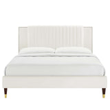 Modway Furniture Zahra Channel Tufted Performance Velvet Queen Platform Bed 0423 White MOD-6970-WHI