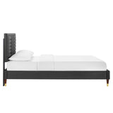 Modway Furniture Sofia Channel Tufted Performance Velvet Queen Platform Bed 0423 Charcoal MOD-6971-CHA