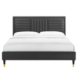 Modway Furniture Sofia Channel Tufted Performance Velvet Queen Platform Bed 0423 Charcoal MOD-6971-CHA