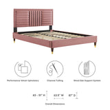 Modway Furniture Sofia Channel Tufted Performance Velvet Queen Platform Bed 0423 Dusty Rose MOD-6971-DUS