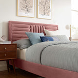 Modway Furniture Sofia Channel Tufted Performance Velvet Queen Platform Bed 0423 Dusty Rose MOD-6971-DUS