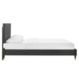 Modway Furniture Yasmine Channel Tufted Performance Velvet Queen Platform Bed 0423 Charcoal MOD-6972-CHA