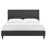 Modway Furniture Yasmine Channel Tufted Performance Velvet Queen Platform Bed 0423 Charcoal MOD-6972-CHA