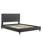 Modway Furniture Yasmine Channel Tufted Performance Velvet Queen Platform Bed 0423 Charcoal MOD-6972-CHA