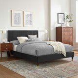 Modway Furniture Yasmine Channel Tufted Performance Velvet Queen Platform Bed 0423 Charcoal MOD-6972-CHA