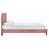 Modway Furniture Yasmine Channel Tufted Performance Velvet Queen Platform Bed 0423 Dusty Rose MOD-6972-DUS