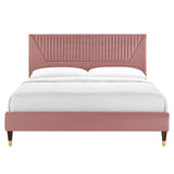 Modway Furniture Yasmine Channel Tufted Performance Velvet Queen Platform Bed 0423 Dusty Rose MOD-6972-DUS