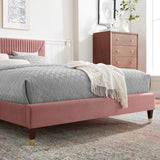 Modway Furniture Yasmine Channel Tufted Performance Velvet Queen Platform Bed 0423 Dusty Rose MOD-6972-DUS