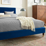 Modway Furniture Yasmine Channel Tufted Performance Velvet Queen Platform Bed 0423 Navy MOD-6972-NAV