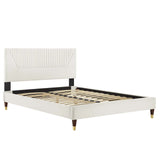 Modway Furniture Yasmine Channel Tufted Performance Velvet Queen Platform Bed 0423 White MOD-6972-WHI