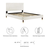 Modway Furniture Yasmine Channel Tufted Performance Velvet Queen Platform Bed 0423 White MOD-6972-WHI