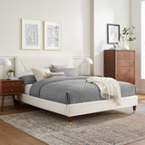 Modway Furniture Yasmine Channel Tufted Performance Velvet Queen Platform Bed 0423 White MOD-6972-WHI