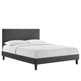 Modway Furniture Leah Chevron Tufted Performance Velvet Queen Platform Bed 0423 Charcoal MOD-6973-CHA