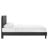 Modway Furniture Leah Chevron Tufted Performance Velvet Queen Platform Bed 0423 Charcoal MOD-6973-CHA