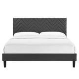 Modway Furniture Leah Chevron Tufted Performance Velvet Queen Platform Bed 0423 Charcoal MOD-6973-CHA