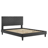 Modway Furniture Leah Chevron Tufted Performance Velvet Queen Platform Bed 0423 Charcoal MOD-6973-CHA