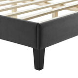 Modway Furniture Leah Chevron Tufted Performance Velvet Queen Platform Bed 0423 Charcoal MOD-6973-CHA