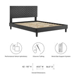 Modway Furniture Leah Chevron Tufted Performance Velvet Queen Platform Bed 0423 Charcoal MOD-6973-CHA