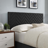 Modway Furniture Leah Chevron Tufted Performance Velvet Queen Platform Bed 0423 Charcoal MOD-6973-CHA