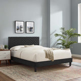 Modway Furniture Leah Chevron Tufted Performance Velvet Queen Platform Bed 0423 Charcoal MOD-6973-CHA