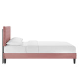 Modway Furniture Leah Chevron Tufted Performance Velvet Queen Platform Bed 0423 Dusty Rose MOD-6973-DUS