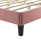 Modway Furniture Leah Chevron Tufted Performance Velvet Queen Platform Bed 0423 Dusty Rose MOD-6973-DUS