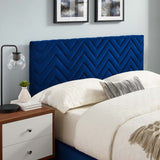 Modway Furniture Leah Chevron Tufted Performance Velvet Queen Platform Bed 0423 Navy MOD-6973-NAV