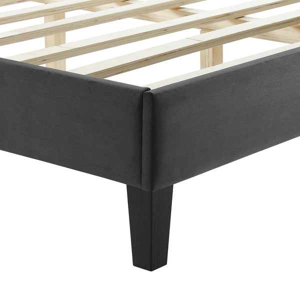 Modway Furniture Zahra Channel Tufted Performance Velvet Queen Platform Bed 0423 Charcoal MOD-6974-CHA