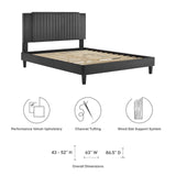 Modway Furniture Zahra Channel Tufted Performance Velvet Queen Platform Bed 0423 Charcoal MOD-6974-CHA