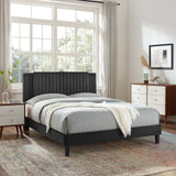 Modway Furniture Zahra Channel Tufted Performance Velvet Queen Platform Bed 0423 Charcoal MOD-6974-CHA