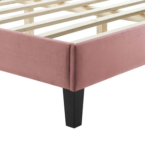 Modway Furniture Zahra Channel Tufted Performance Velvet Queen Platform Bed 0423 Dusty Rose MOD-6974-DUS