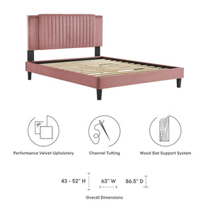 Modway Furniture Zahra Channel Tufted Performance Velvet Queen Platform Bed 0423 Dusty Rose MOD-6974-DUS