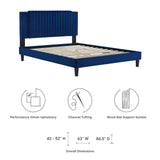 Modway Furniture Zahra Channel Tufted Performance Velvet Queen Platform Bed 0423 Navy MOD-6974-NAV