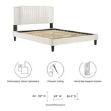 Modway Furniture Zahra Channel Tufted Performance Velvet Queen Platform Bed 0423 White MOD-6974-WHI