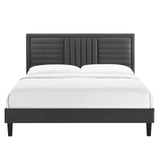 Modway Furniture Sofia Channel Tufted Performance Velvet Queen Platform Bed 0423 Charcoal MOD-6975-CHA