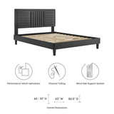 Modway Furniture Sofia Channel Tufted Performance Velvet Queen Platform Bed 0423 Charcoal MOD-6975-CHA