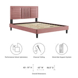 Modway Furniture Sofia Channel Tufted Performance Velvet Queen Platform Bed 0423 Dusty Rose MOD-6975-DUS