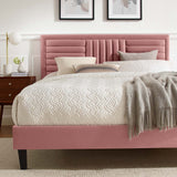 Modway Furniture Sofia Channel Tufted Performance Velvet Queen Platform Bed 0423 Dusty Rose MOD-6975-DUS