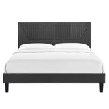 Modway Furniture Yasmine Channel Tufted Performance Velvet Queen Platform Bed 0423 Charcoal MOD-6976-CHA