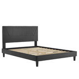 Modway Furniture Yasmine Channel Tufted Performance Velvet Queen Platform Bed 0423 Charcoal MOD-6976-CHA