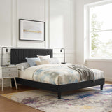 Modway Furniture Yasmine Channel Tufted Performance Velvet Queen Platform Bed 0423 Charcoal MOD-6976-CHA