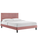 Modway Furniture Yasmine Channel Tufted Performance Velvet Queen Platform Bed 0423 Dusty Rose MOD-6976-DUS